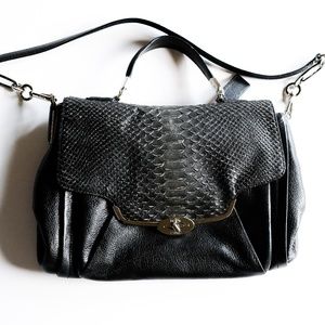 COACH MADISON SHOULDER GLITTER PYTHON SILVER BLACK